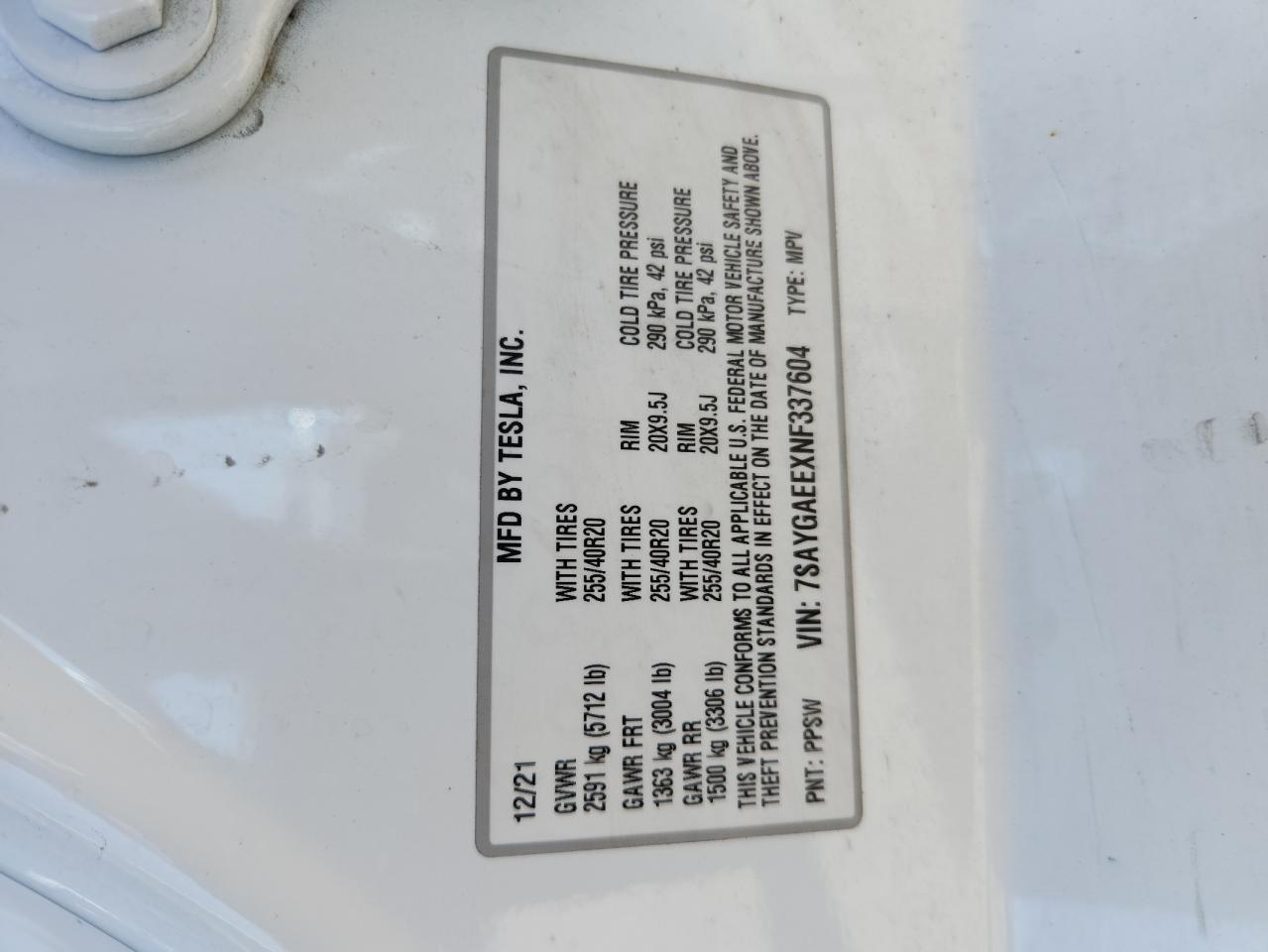 2022 TESLA MODEL Y
