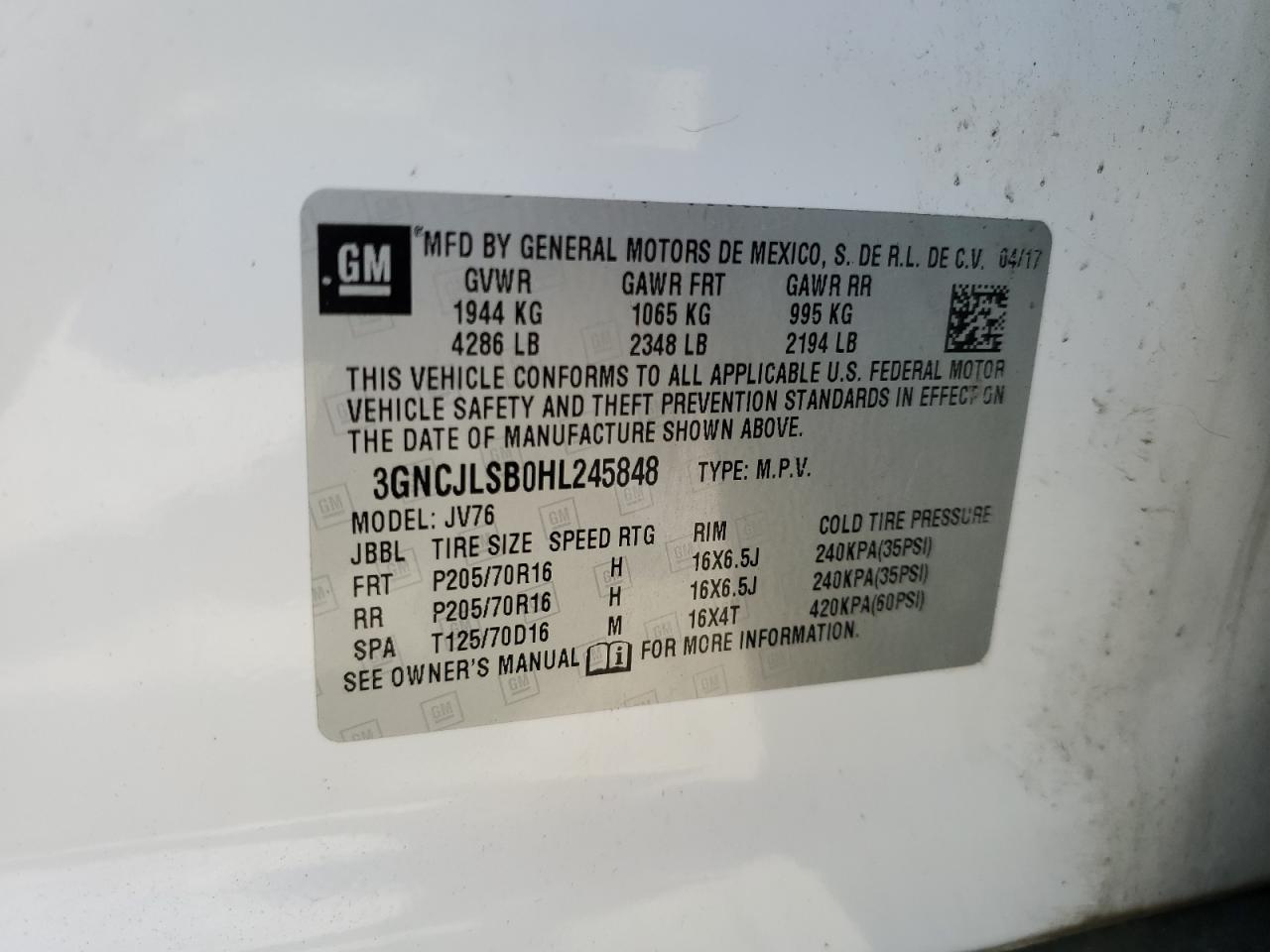 2017 CHEVROLET TRAX