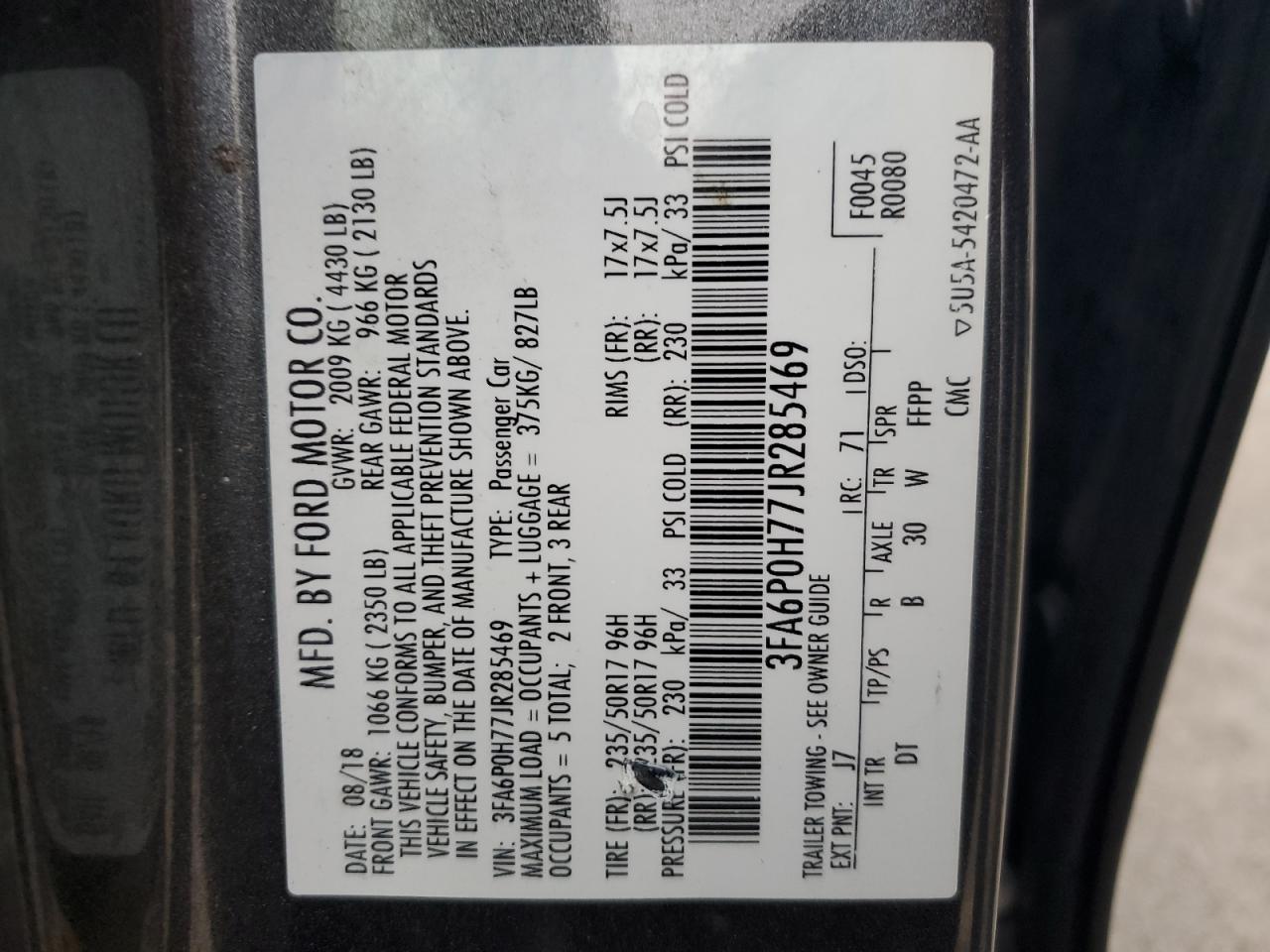 2018 FORD FUSION