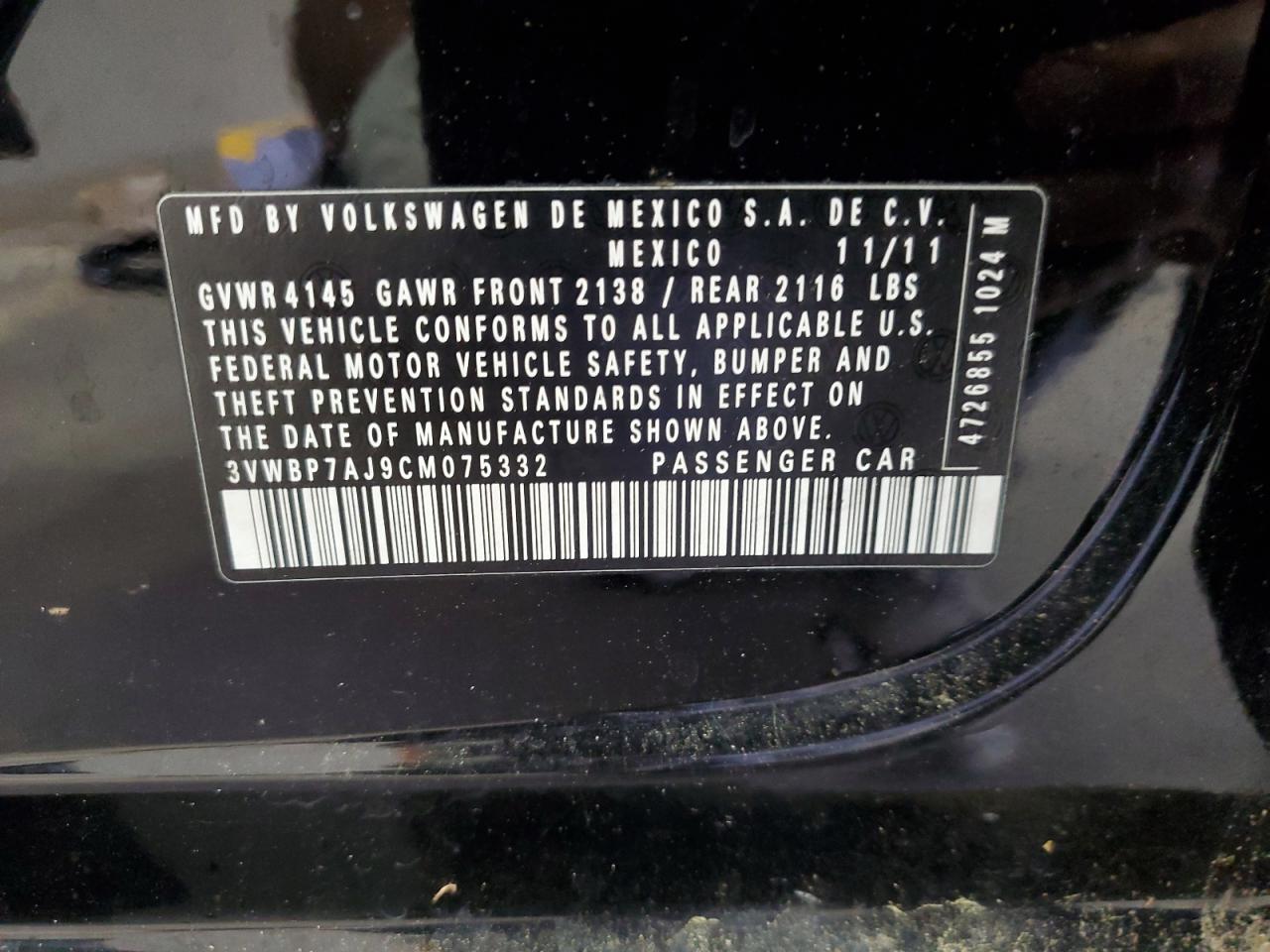 2012 VOLKSWAGEN JETTA