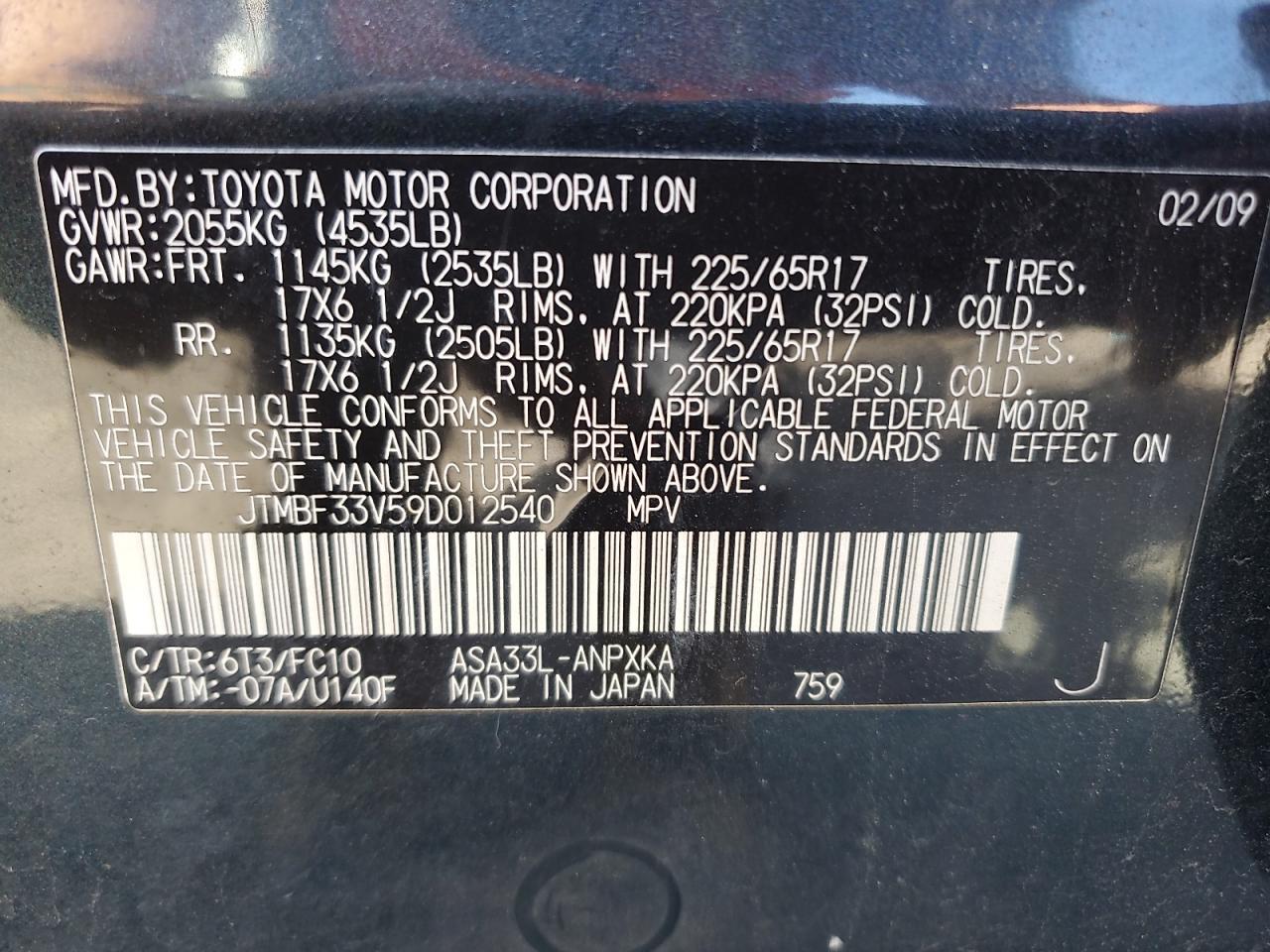 2009 TOYOTA RAV4
