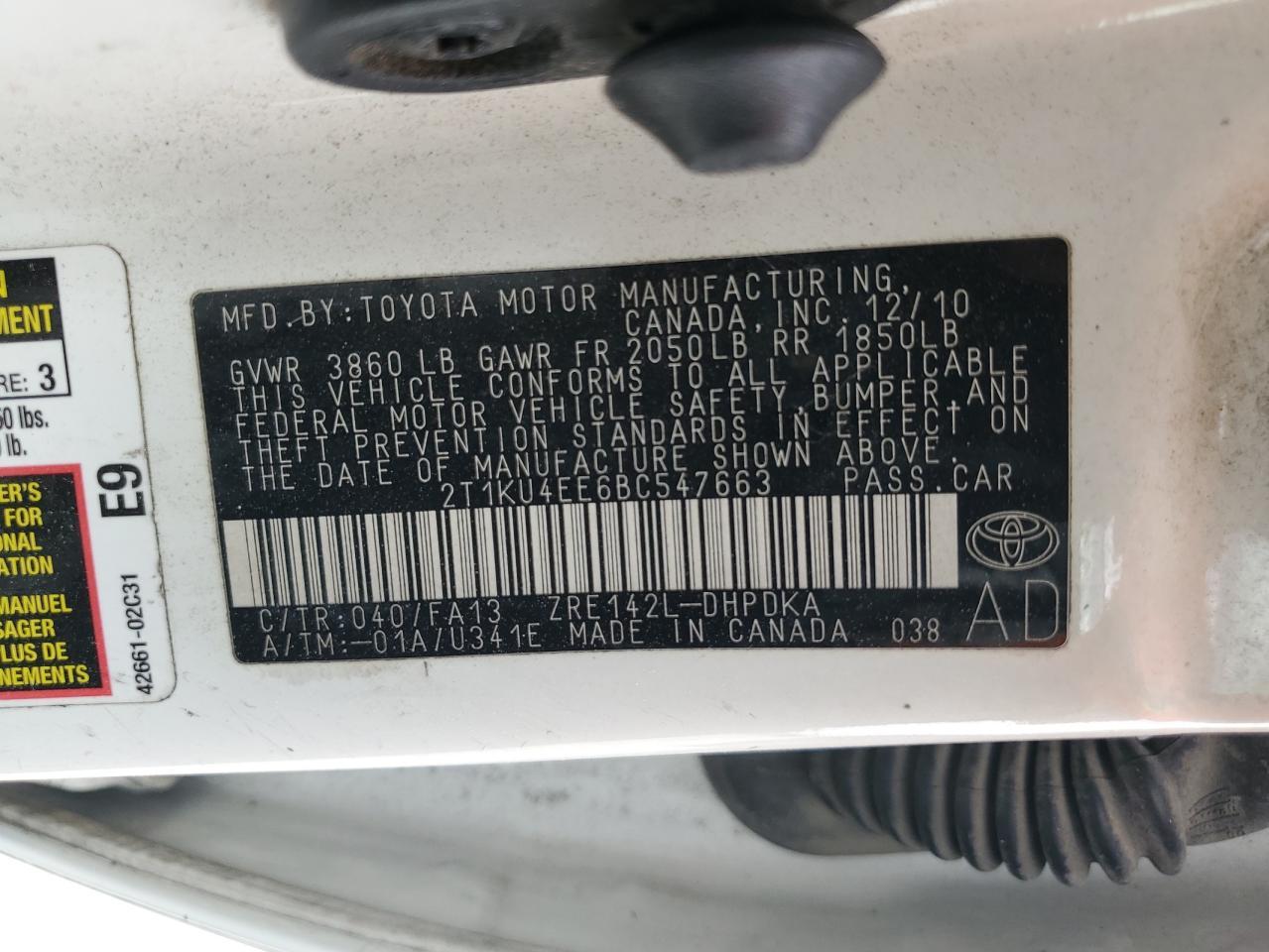 2011 TOYOTA COROLLA