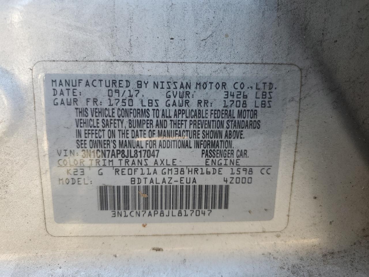 2018 NISSAN VERSA