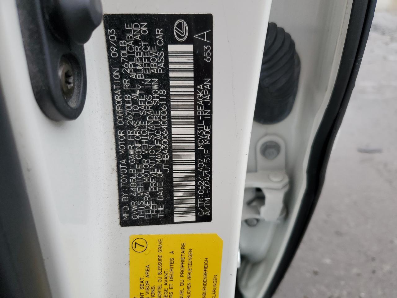 2004 LEXUS ES 330