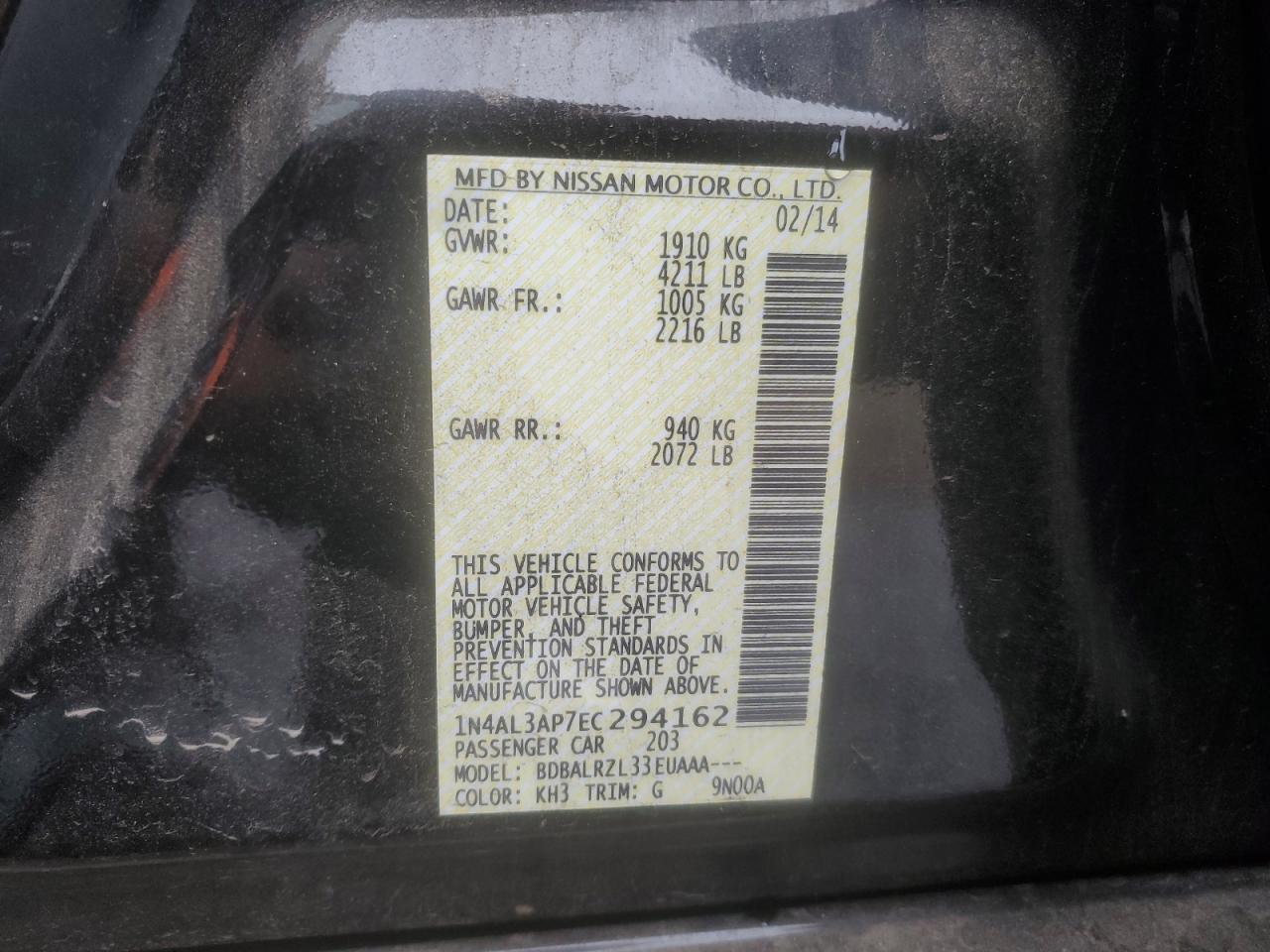 2014 NISSAN ALTIMA