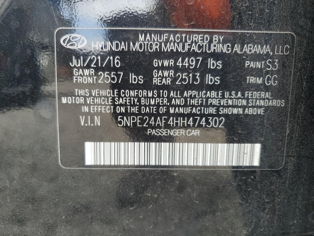 2017 HYUNDAI SONATA