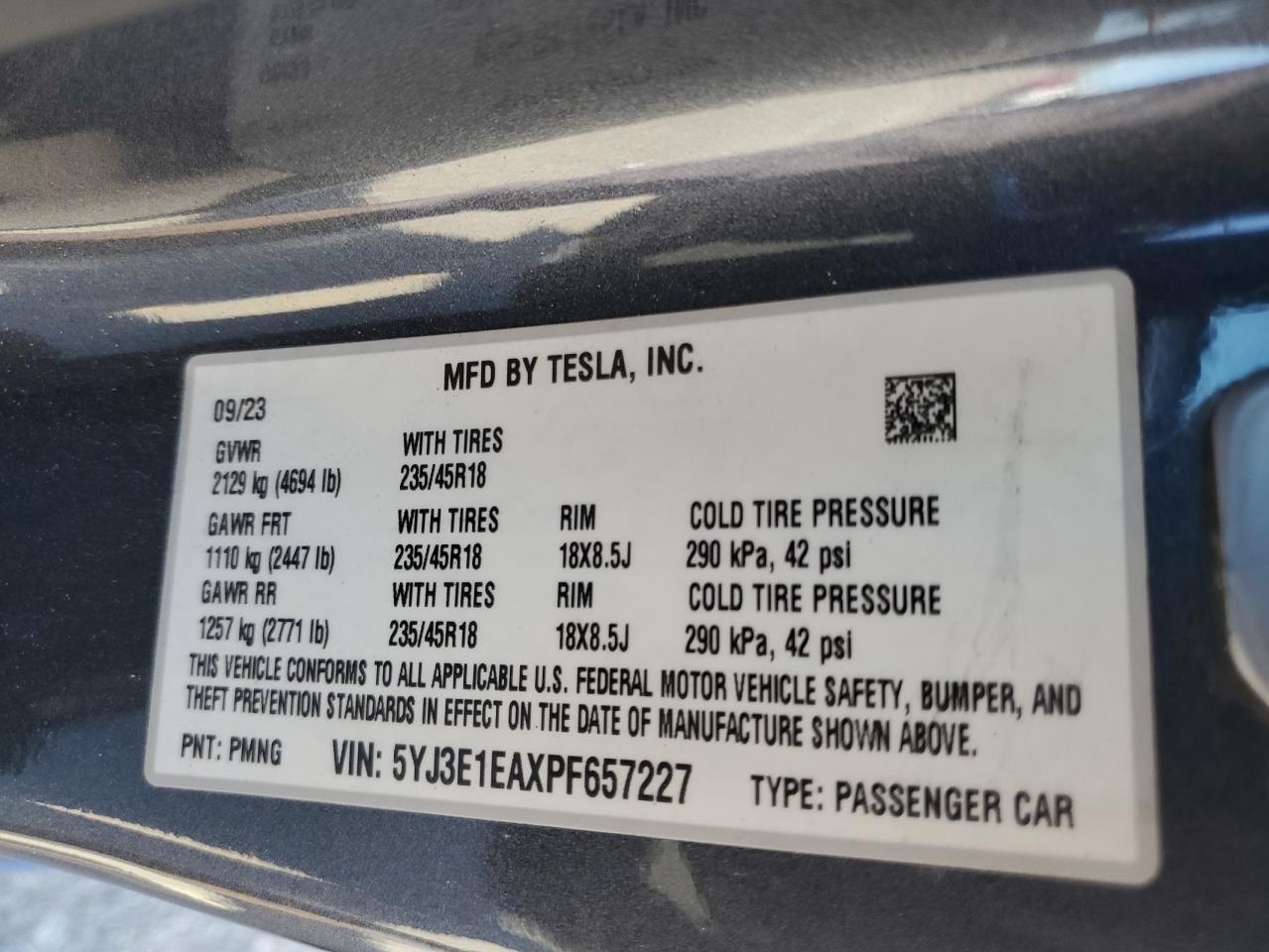 2023 TESLA MODEL 3