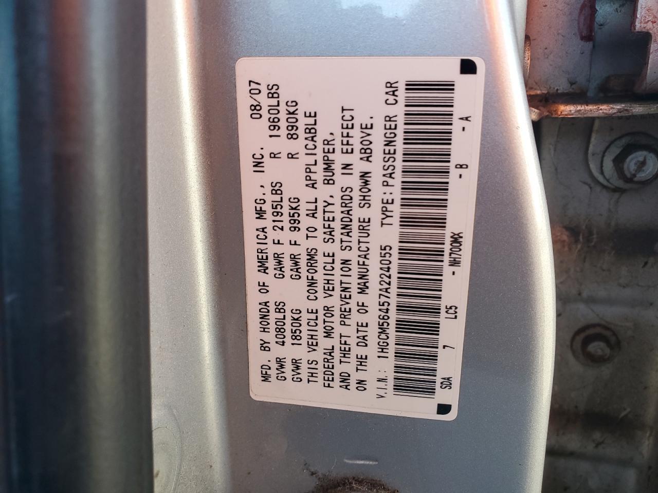 2007 HONDA ACCORD