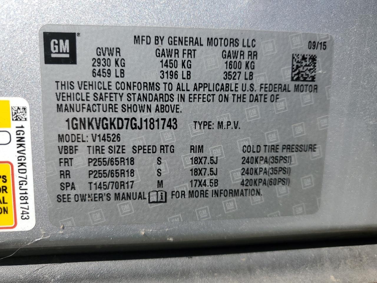 2016 CHEVROLET TRAVERSE