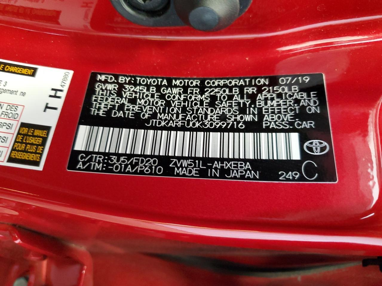 2019 TOYOTA PRIUS