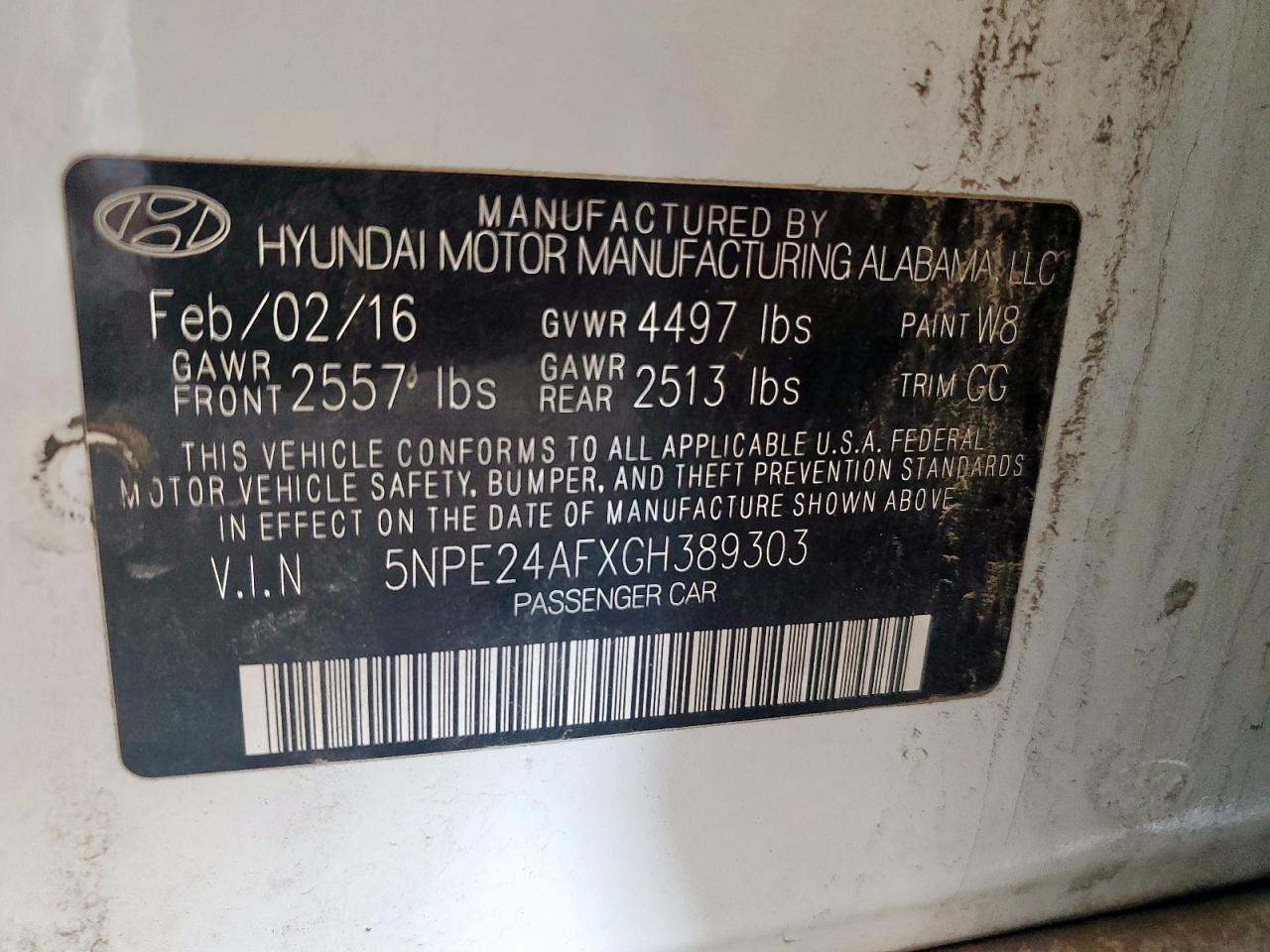 2016 HYUNDAI SONATA