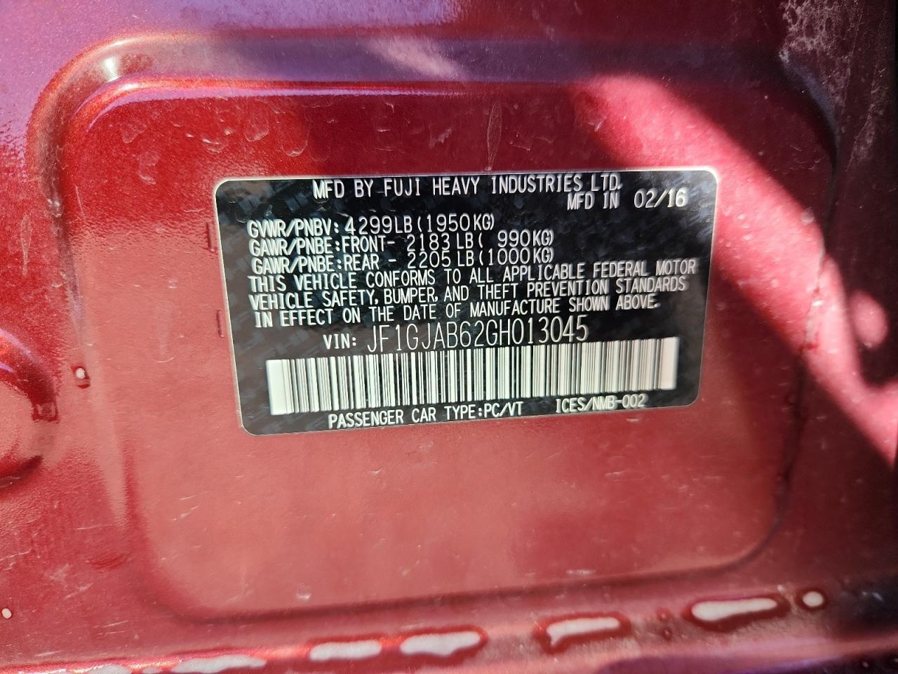 2016 SUBARU IMPREZA
