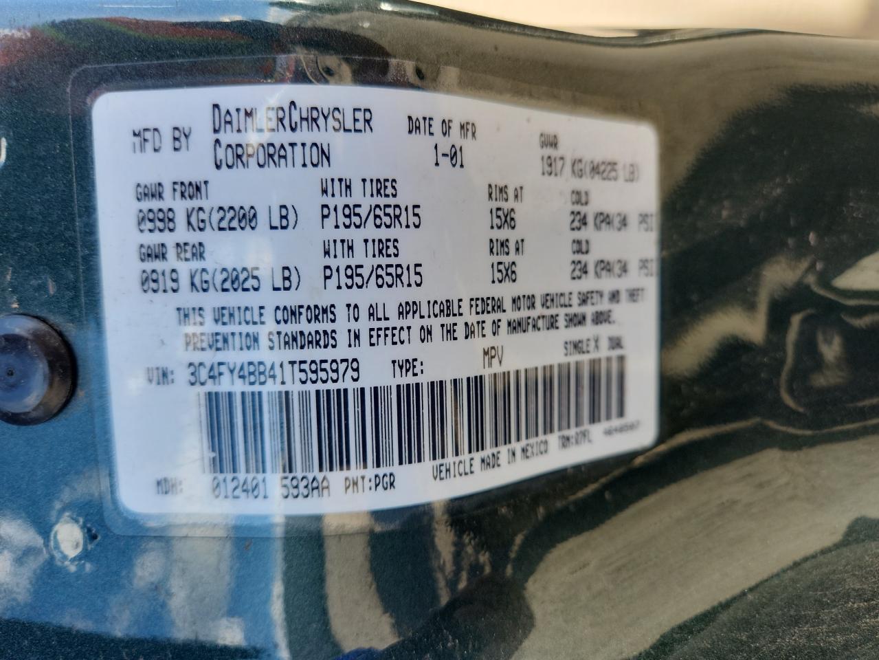 2001 CHRYSLER PT CRUISER