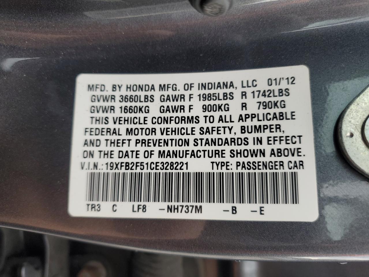 2012 HONDA CIVIC