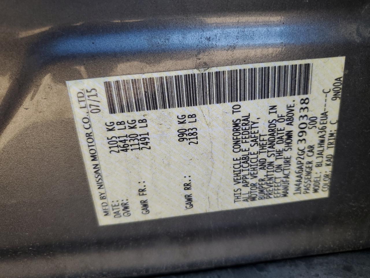 2016 NISSAN Maxima