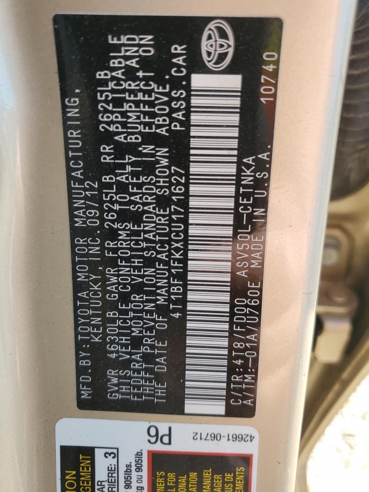 2012 TOYOTA CAMRY