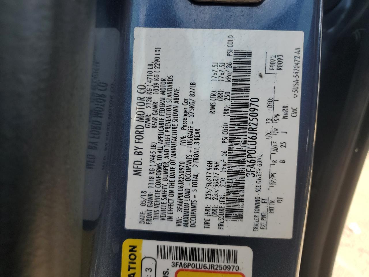 2018 FORD FUSION