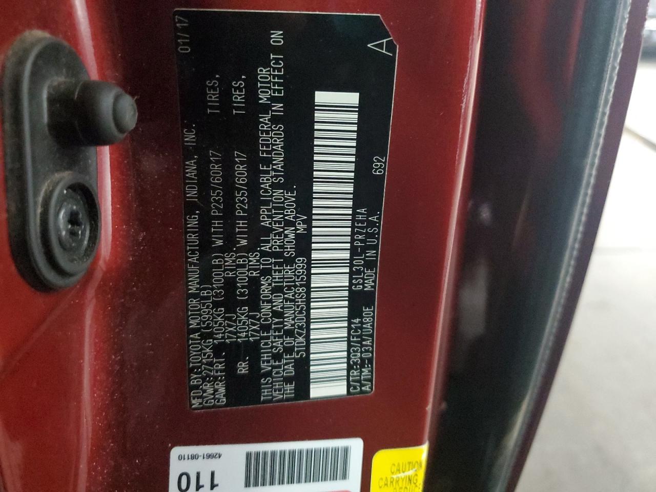 2017 TOYOTA SIENNA
