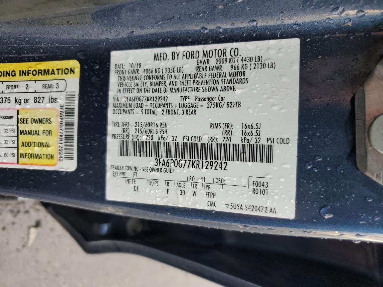 2019 FORD FUSION