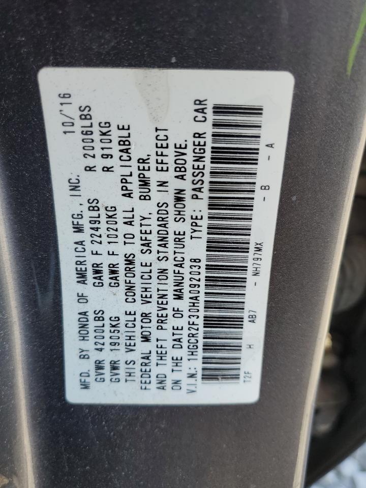 2017 HONDA ACCORD