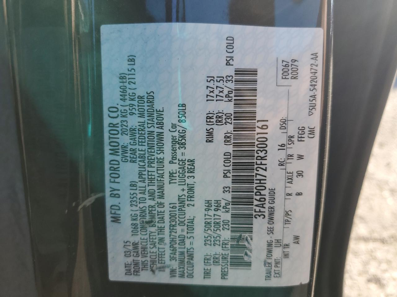 2015 FORD FUSION