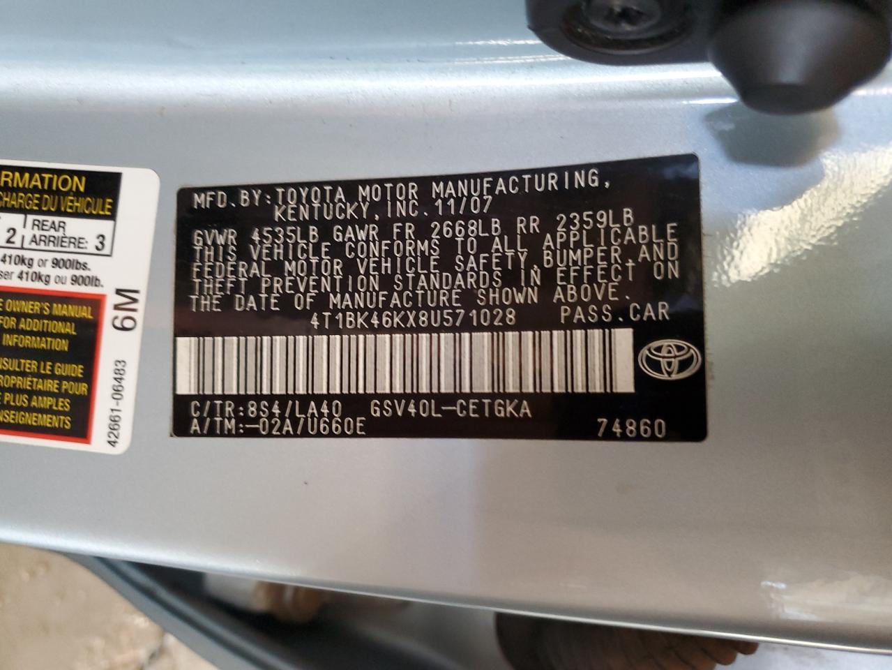 2008 TOYOTA CAMRY