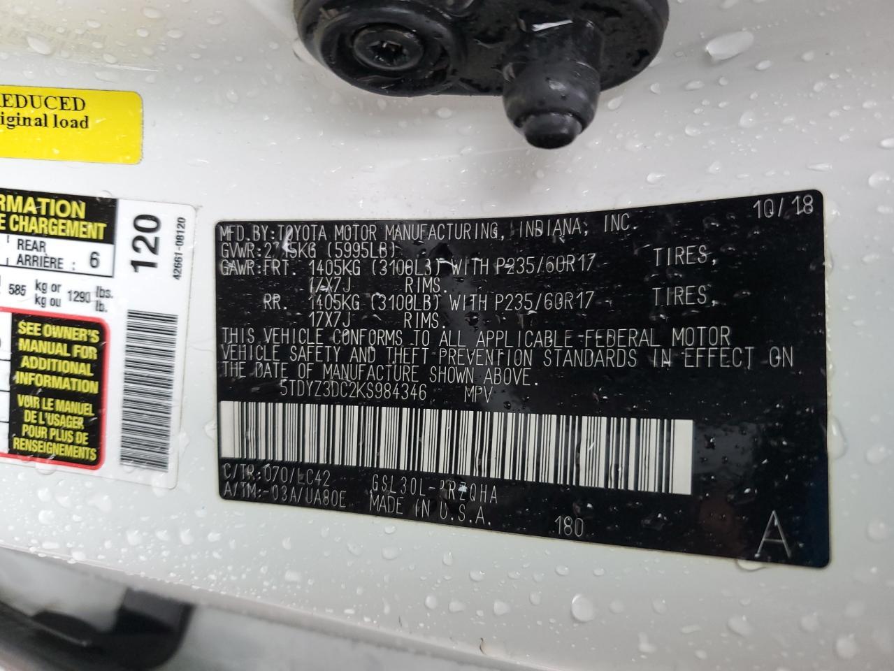 2019 TOYOTA SIENNA
