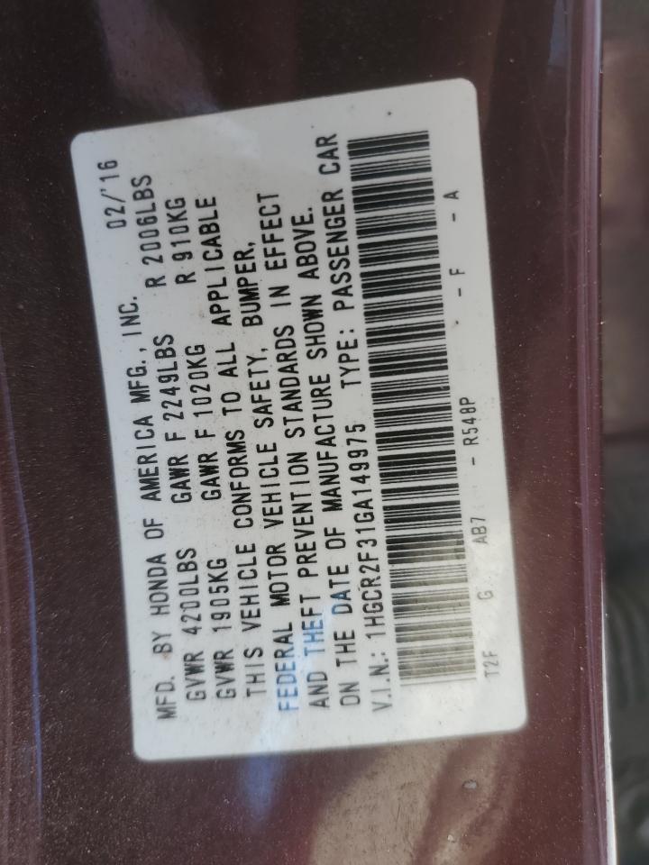 2016 HONDA ACCORD