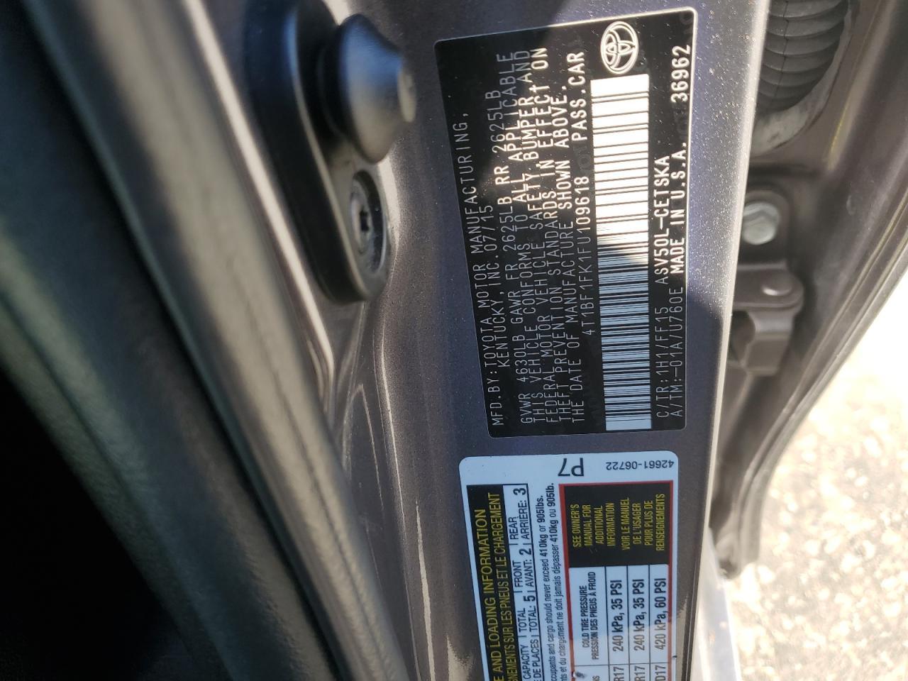 2015 TOYOTA CAMRY