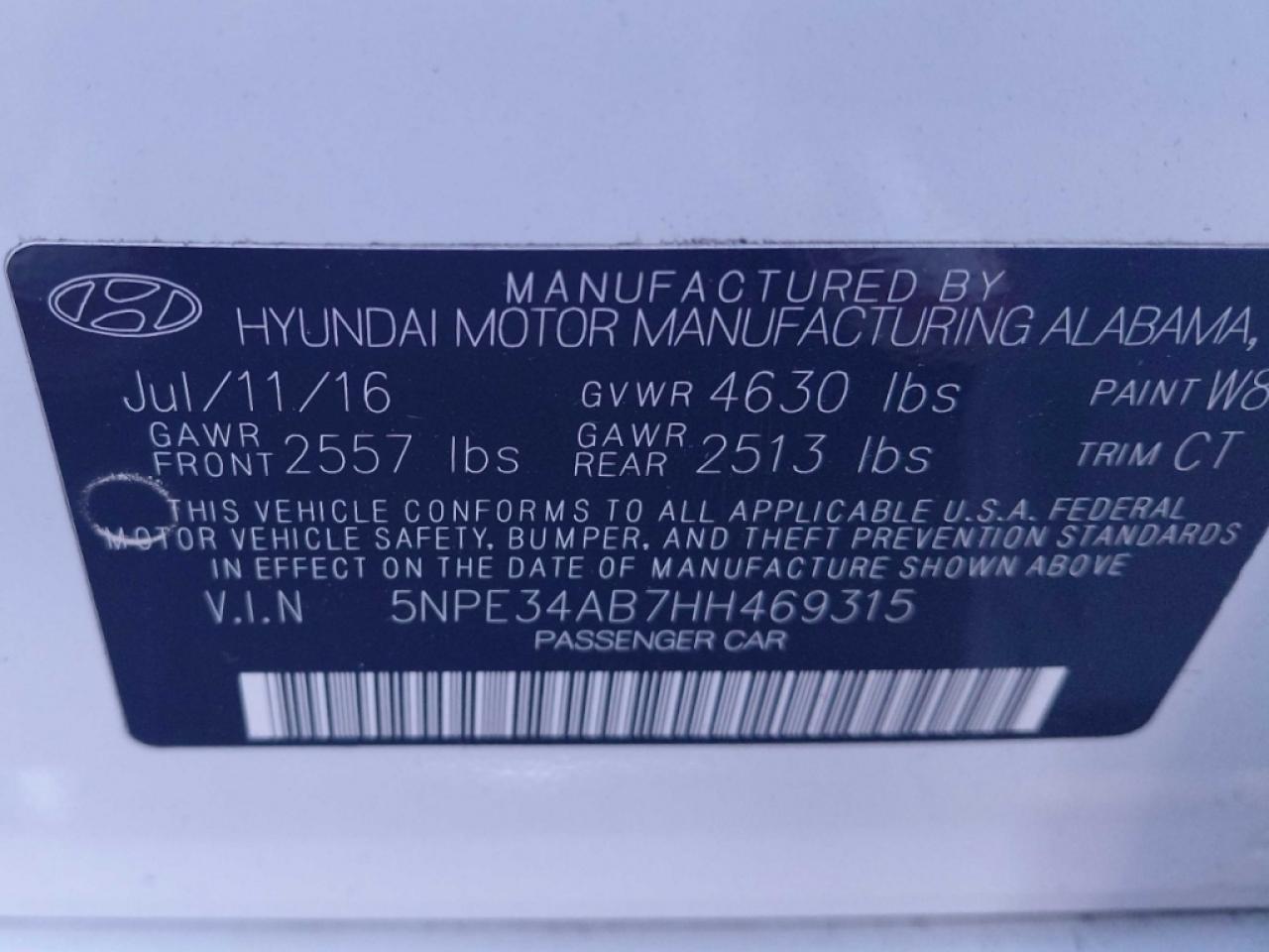 2017 HYUNDAI SONATA