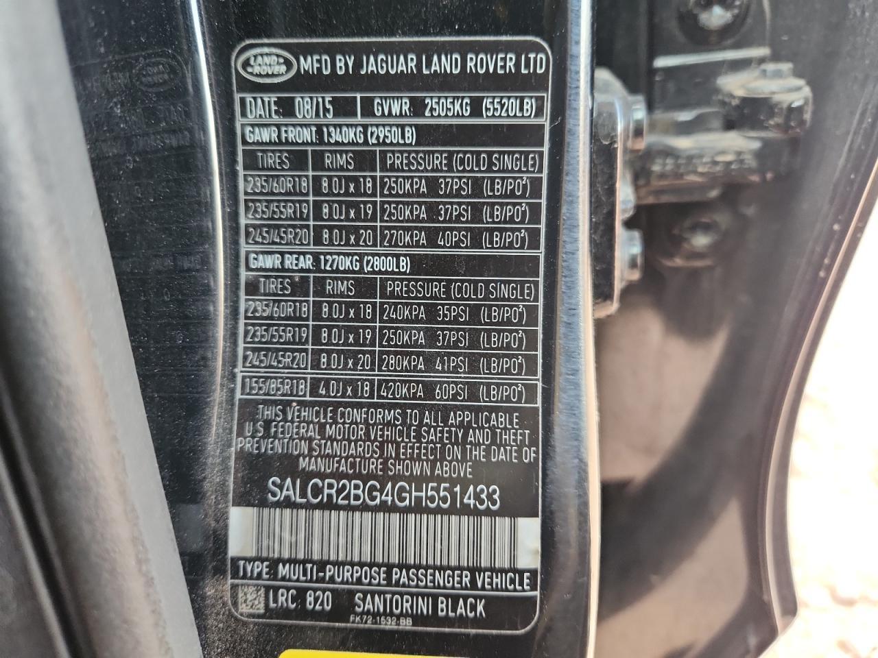 2016 LAND ROVER Discovery Sport