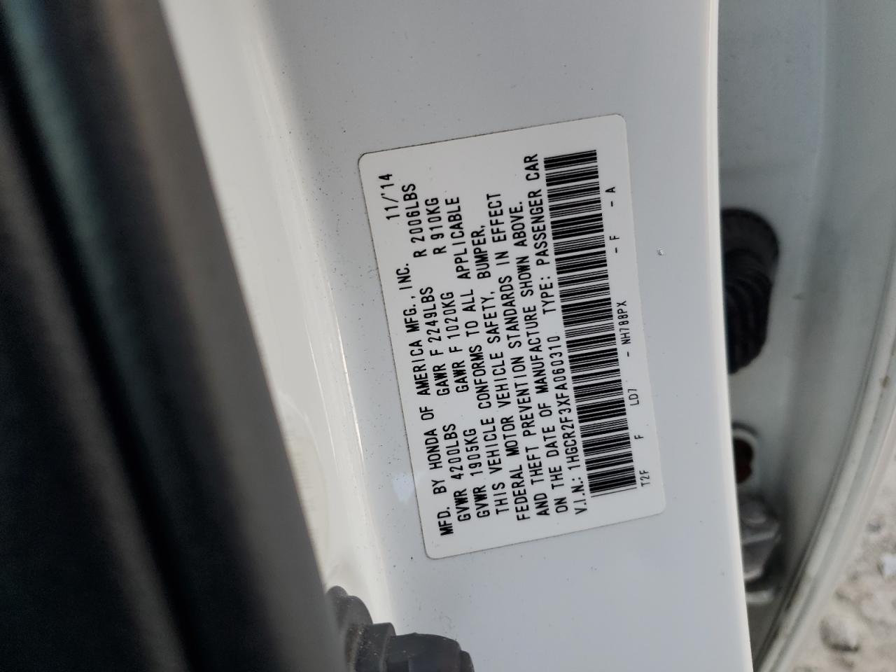 2015 HONDA ACCORD