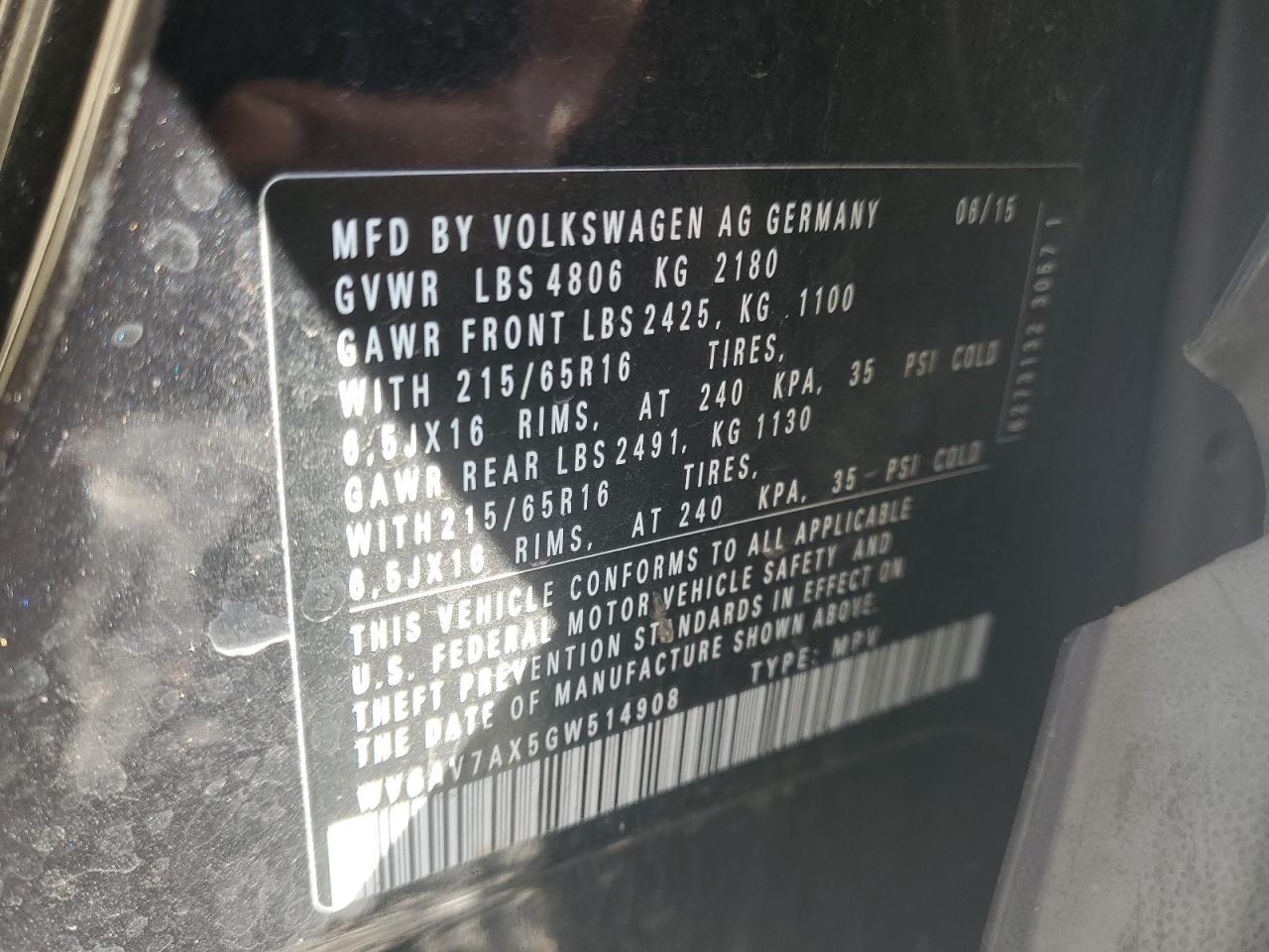 2016 VOLKSWAGEN TIGUAN