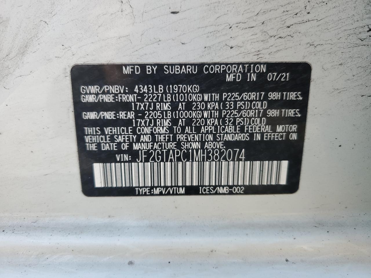 2021 SUBARU Crosstrek