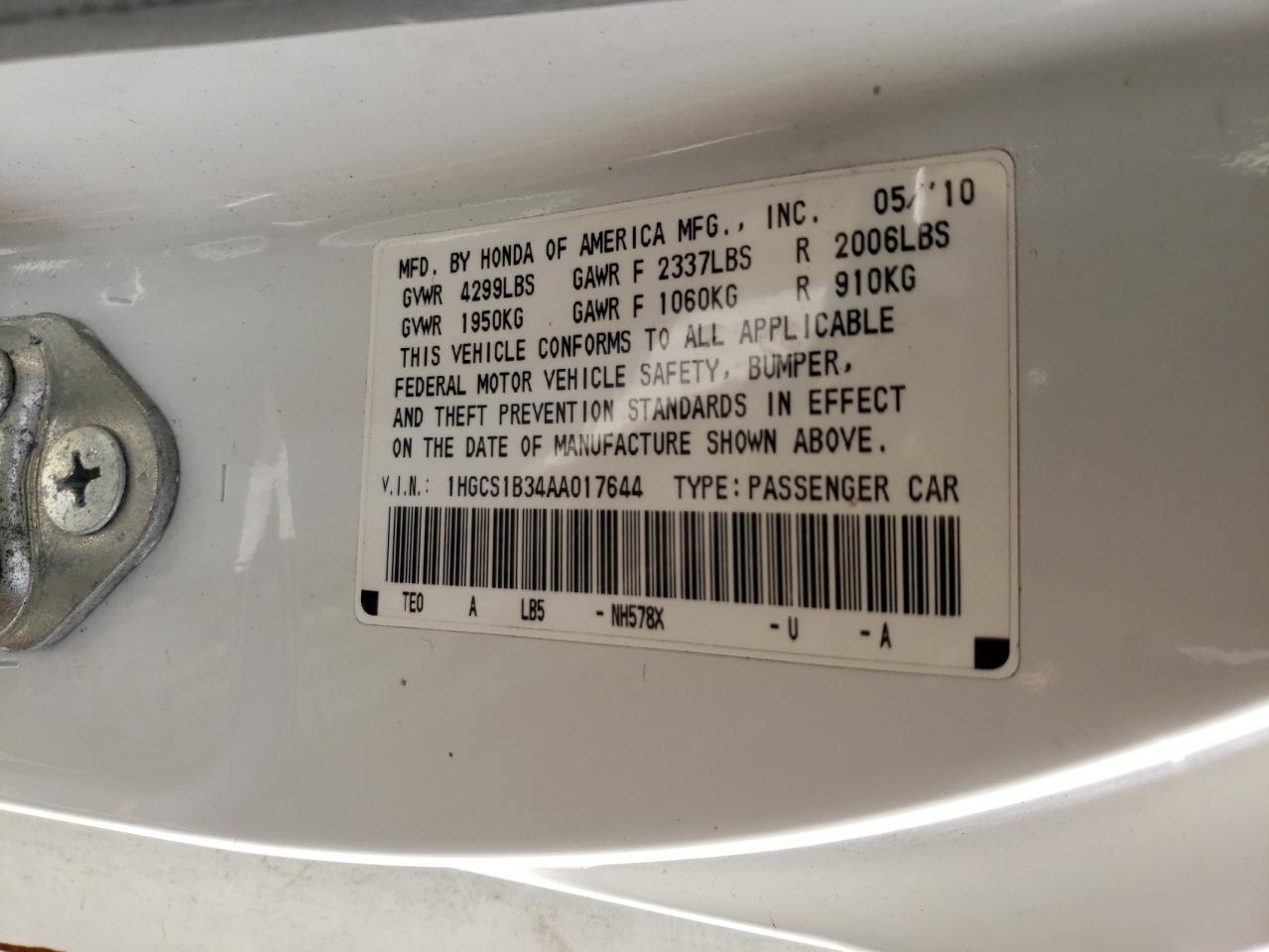 2010 HONDA ACCORD