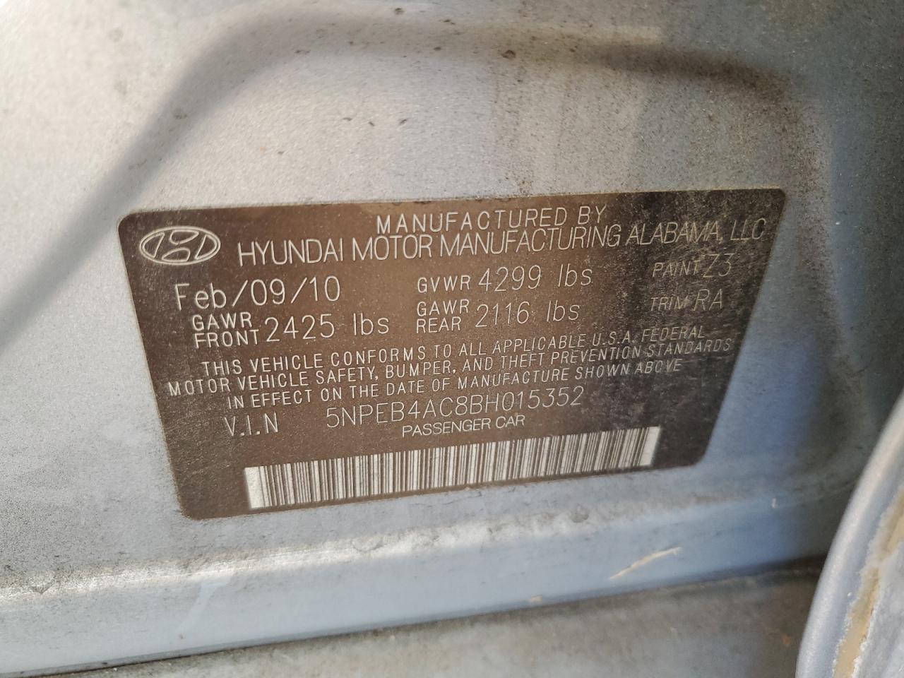 2011 HYUNDAI SONATA