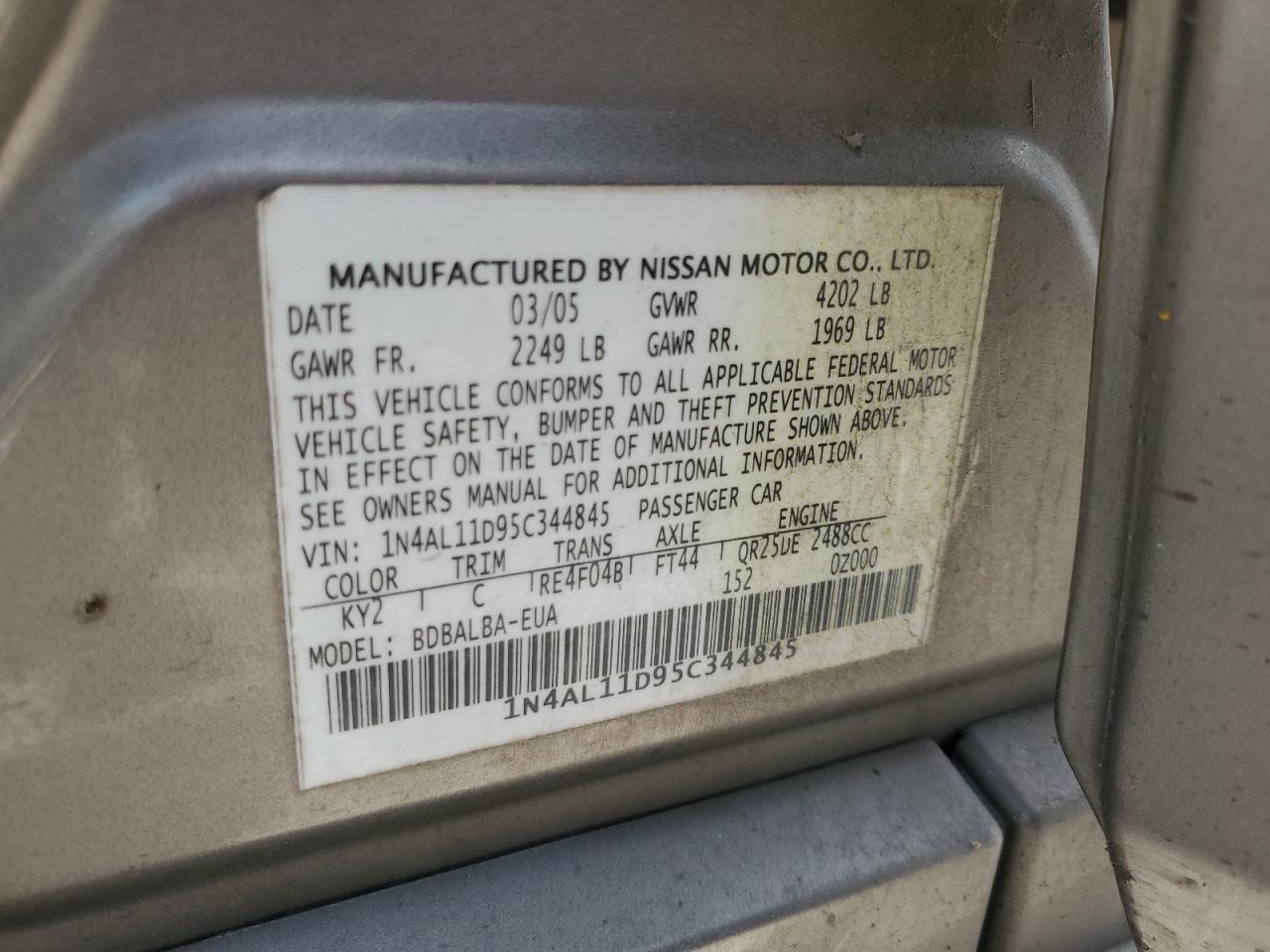 2005 NISSAN ALTIMA