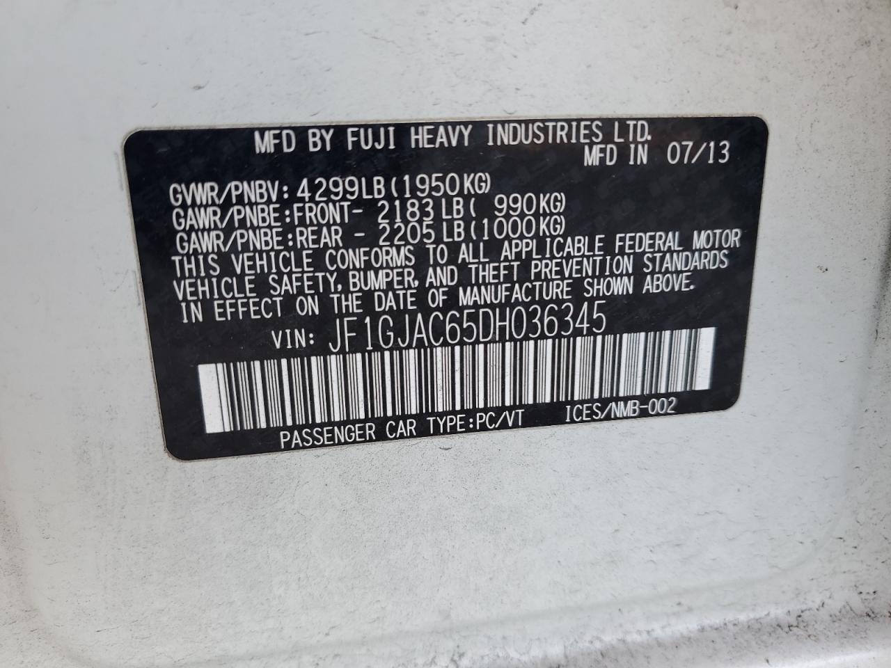 2013 SUBARU IMPREZA