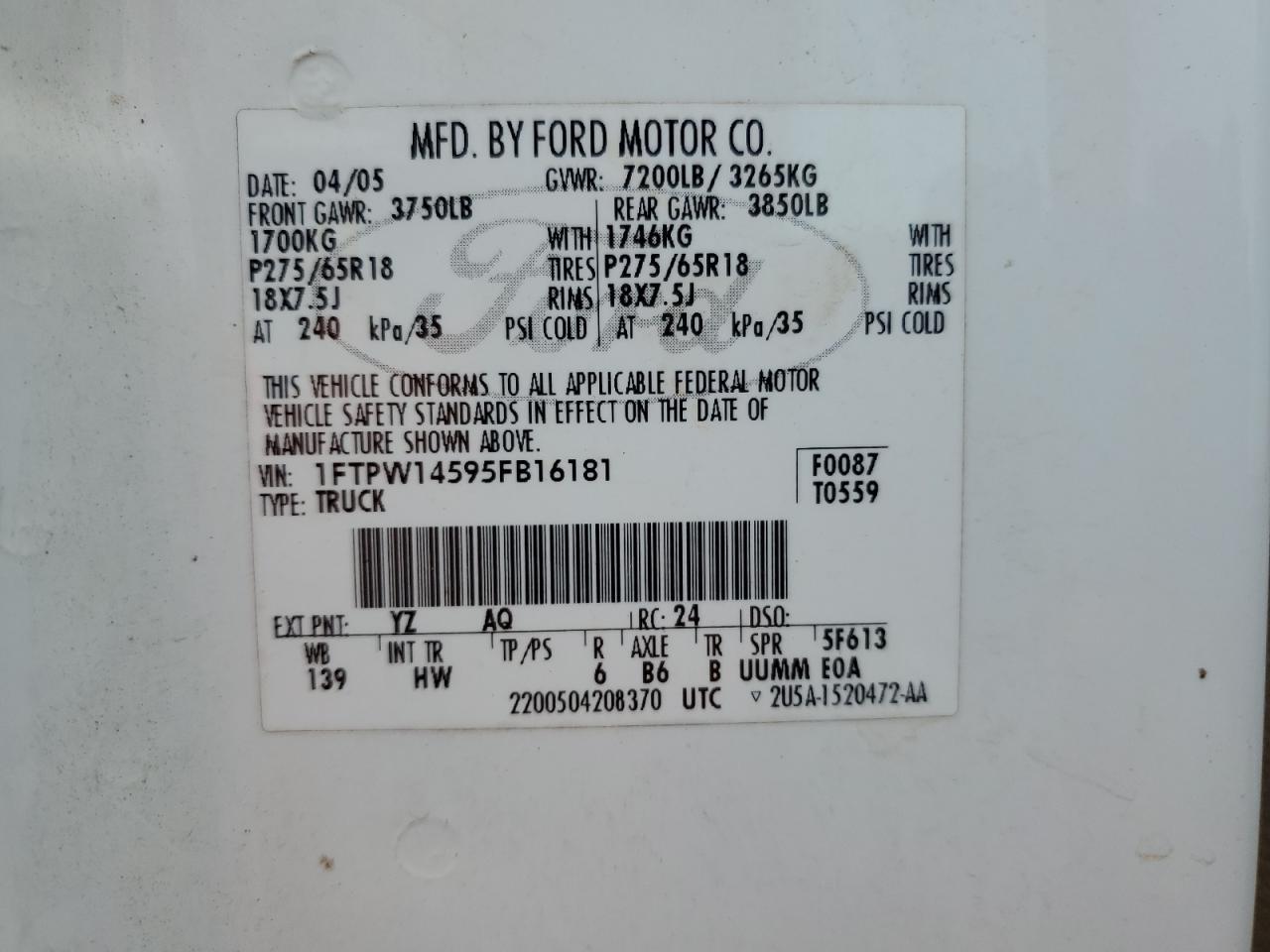2005 FORD F-150