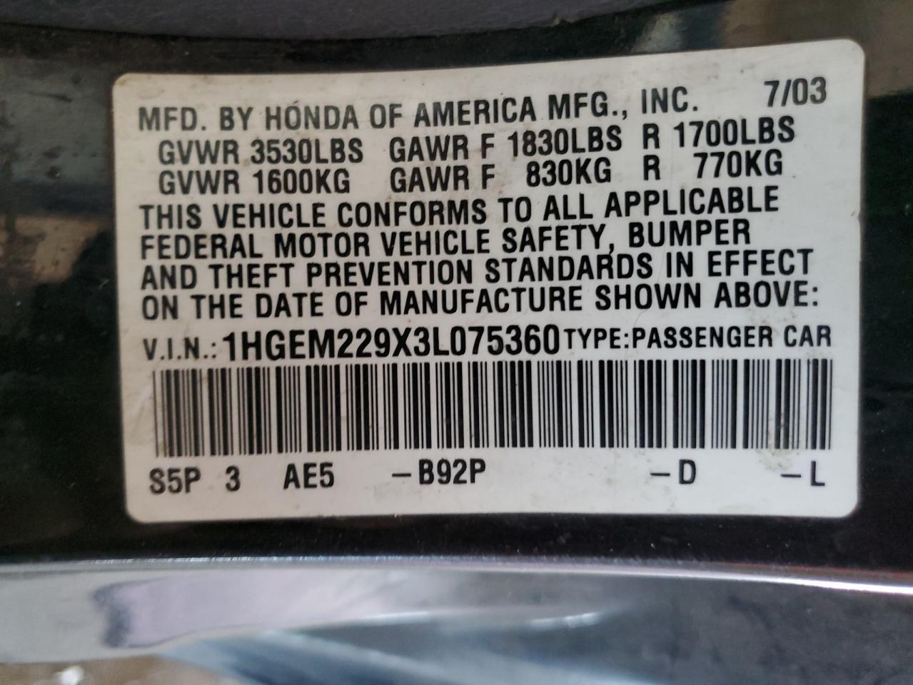2003 HONDA CIVIC