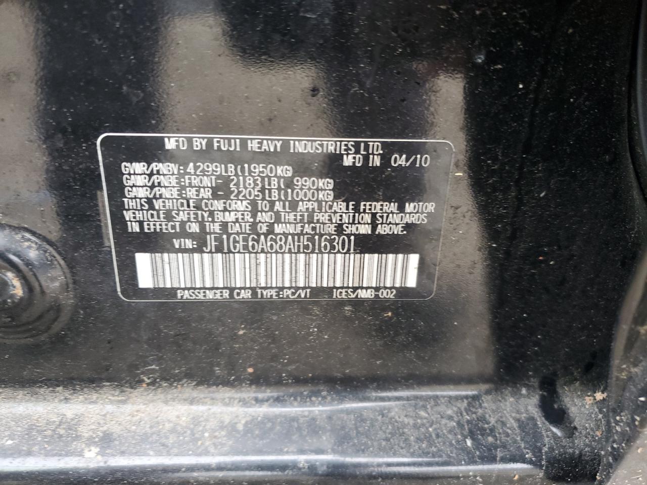 2010 SUBARU IMPREZA