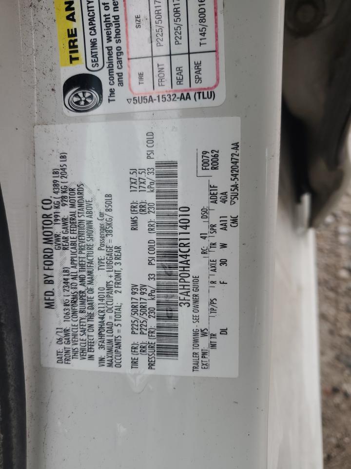 2012 FORD FUSION