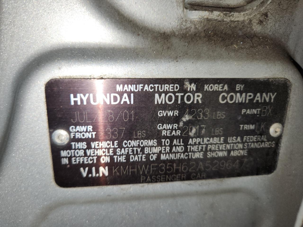 2002 HYUNDAI SONATA