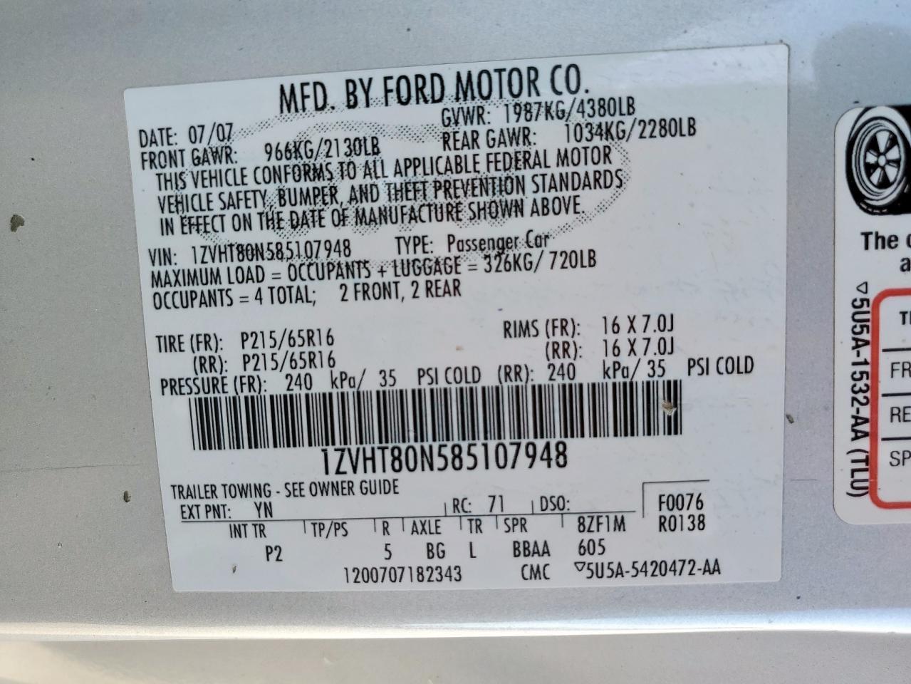 2008 FORD MUSTANG