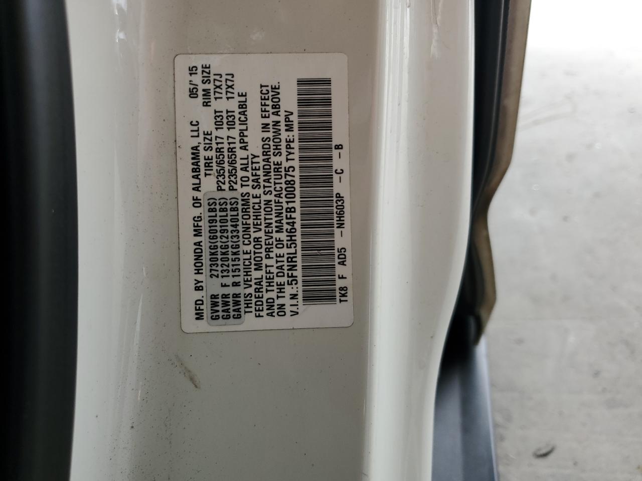 2015 HONDA ODYSSEY