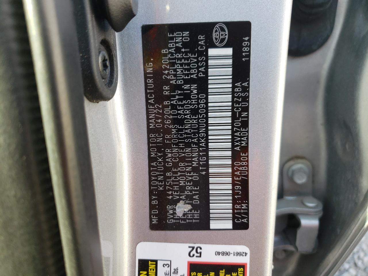 2022 TOYOTA CAMRY