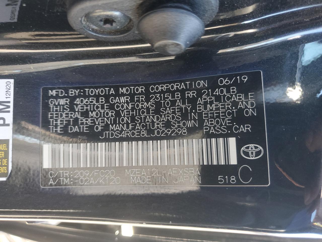 2020 TOYOTA COROLLA