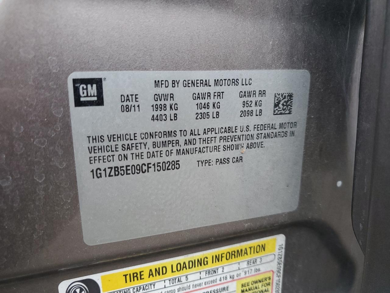 2012 CHEVROLET MALIBU
