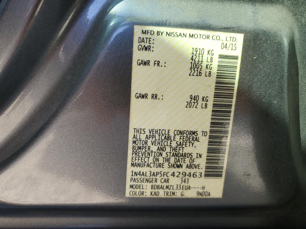 2015 NISSAN ALTIMA