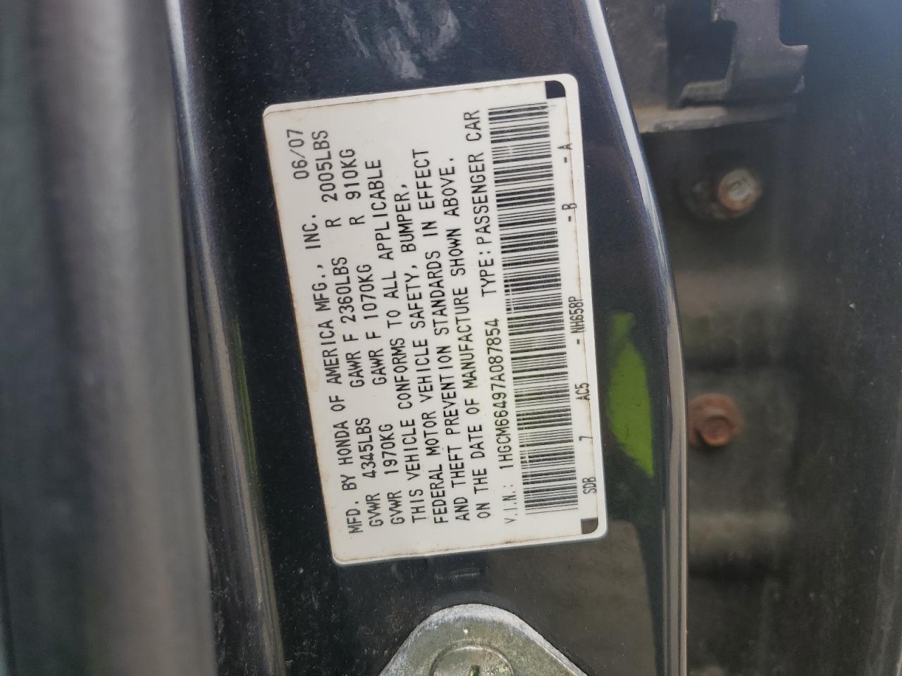 2007 HONDA ACCORD